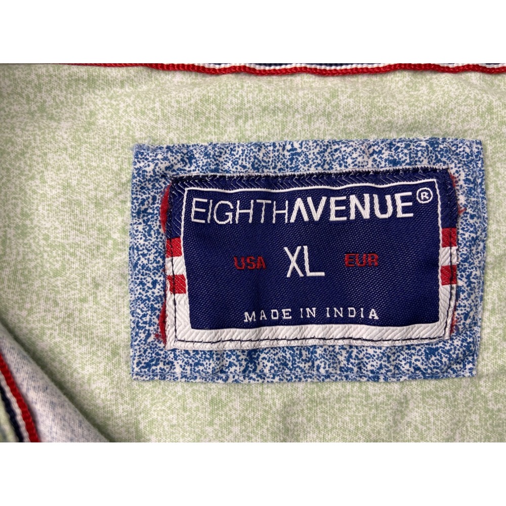 Eighth Avenue Mens XL Blue White Speckled Cotton Short‎ Sleeve Button Down Shirt - Picture 3 of 10